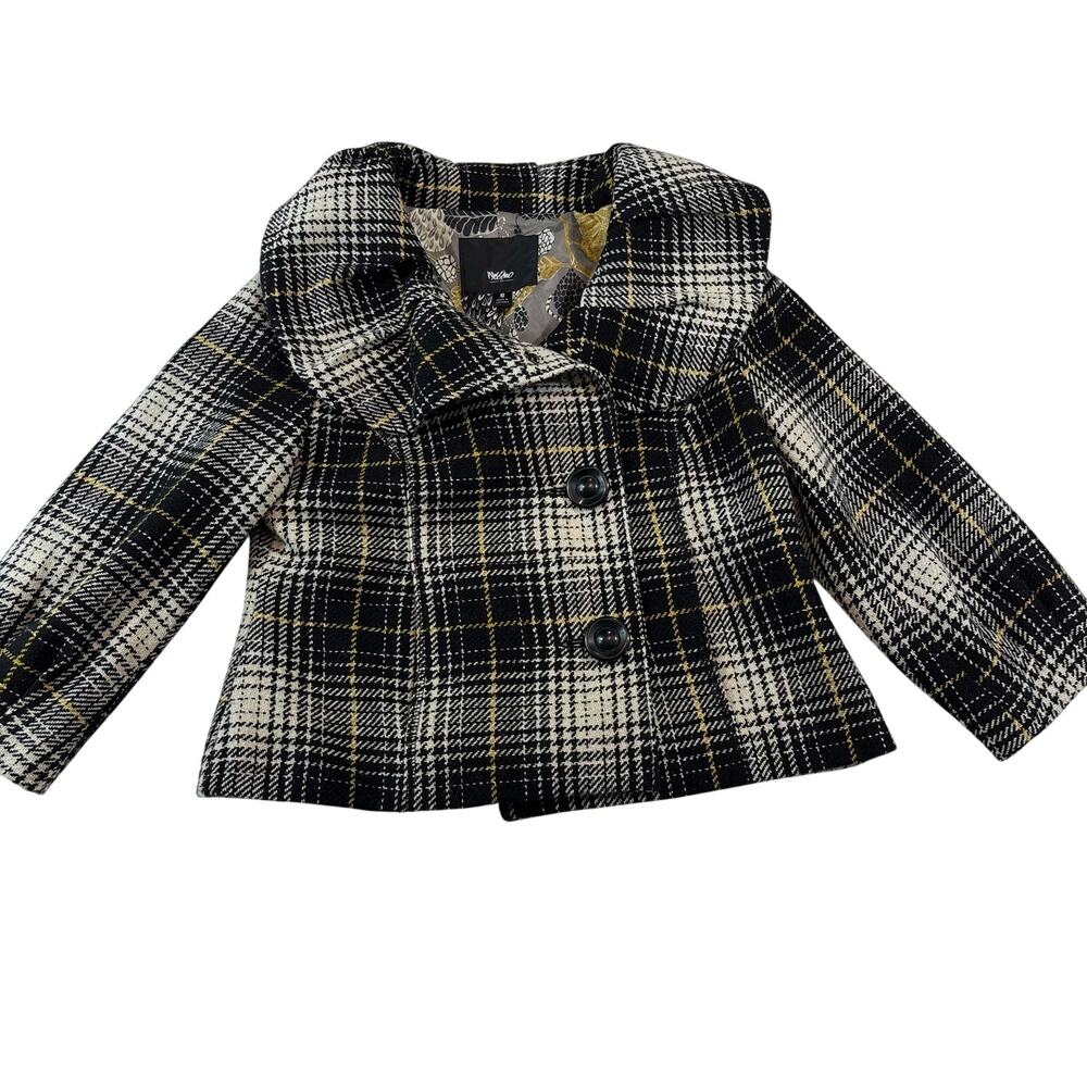 Vintage Y2K Mossimo Plaid Cropped Wool Blend Jacket Women's Sz S preppy indie